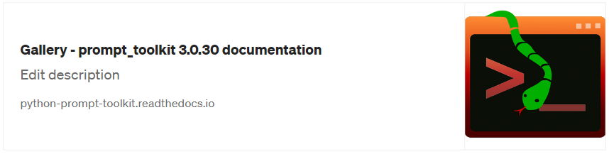 La galería de la web de Prompt Toolkit