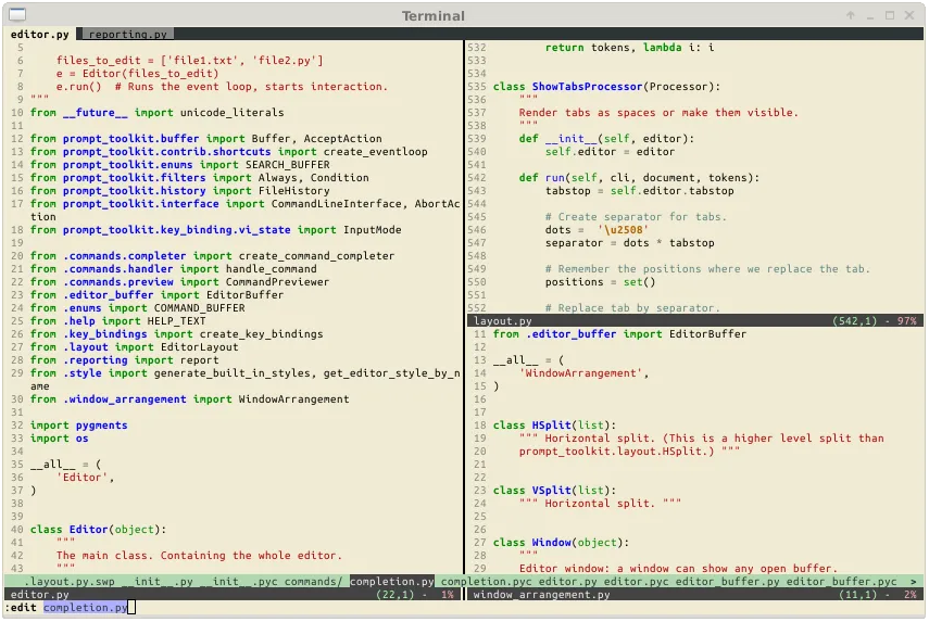 El clon de VIM hecho con Prompt Toolkit
